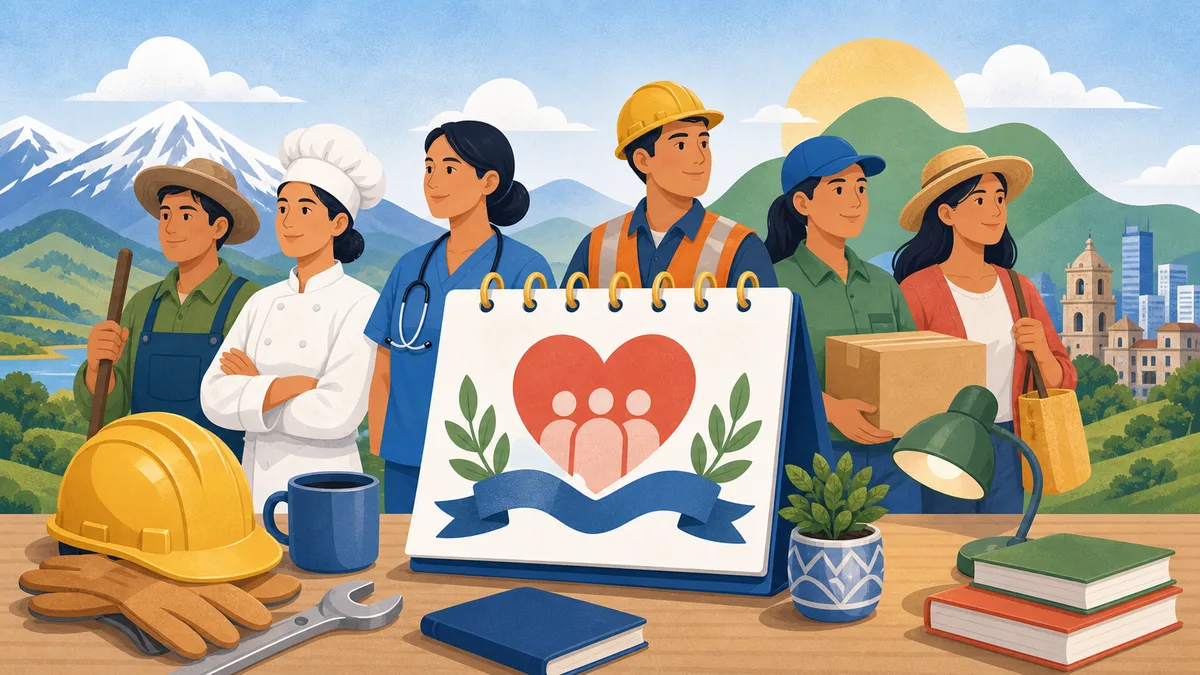 Ilustración del feriado del Día del Trabajo en Bolivia 2026