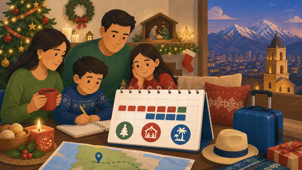 Ilustración del feriado de Navidad en Bolivia 2026