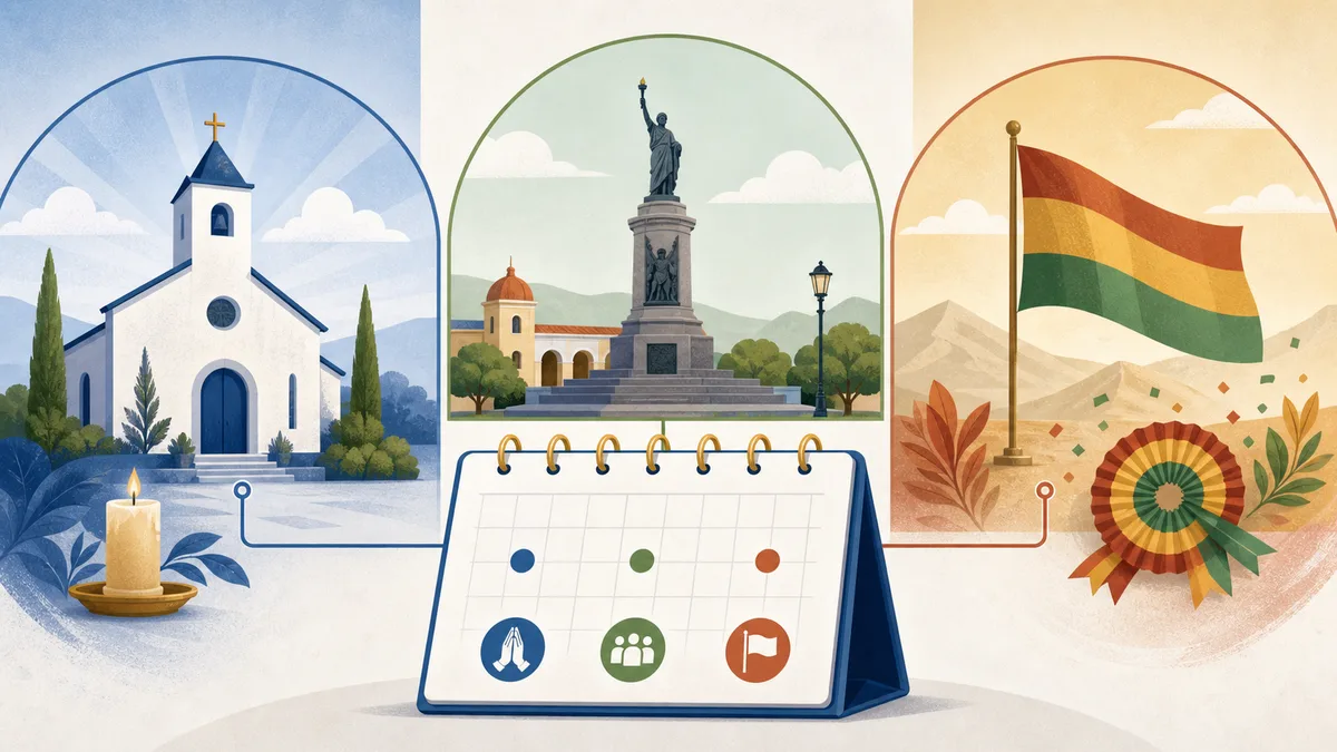 Ilustración educativa sobre feriados religiosos, cívicos y nacionales
